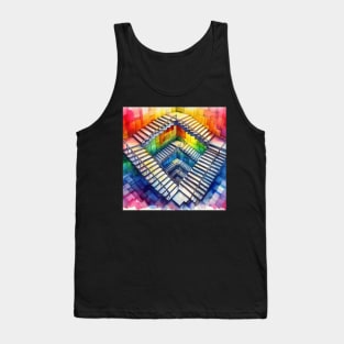 Psychedelic looking abstract illustration of Escher stairs Tank Top